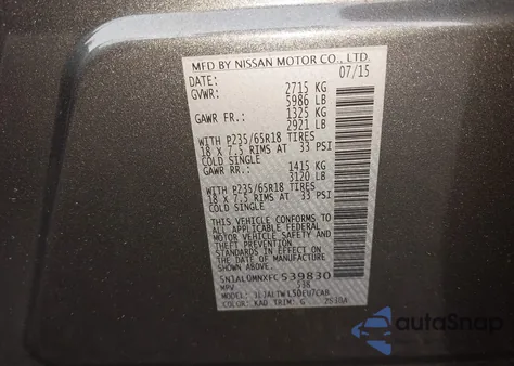 2015 Infiniti Qx60 from USA, damaged, VIN 5N1AL0MNXFC539830